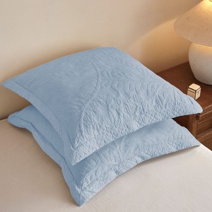Marcielo 2 Pack Cotton Embroidered  Euro Shams 26"x26" - 1 of 4