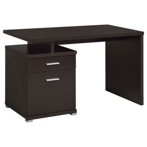 Gulches Contemporary Sleek Office Computer Desk ¨C 2-Drawer (Storage + File), Reversible Set-Up, Silver Metal Details for Home/Commercial Office - 1 of 4