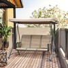 Outsunny 3 Person Patio Swing Porch Swing Outdoor Swing Chair with High Back Design, Side Pouches and Adjustable Canopy, Brown - 3 of 4