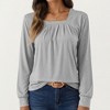 Anna-Kaci Women's Long Sleeve Square Neck Top with Front Pleat Detailing and Relaxed Fit - 3 of 4