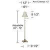 360 Lighting Traditional Swing Arm Floor Lamp 70" Tall Antique Brass Imperial Scalloped Creme Fabric Bell Shade for Living Room Reading - 3 of 3