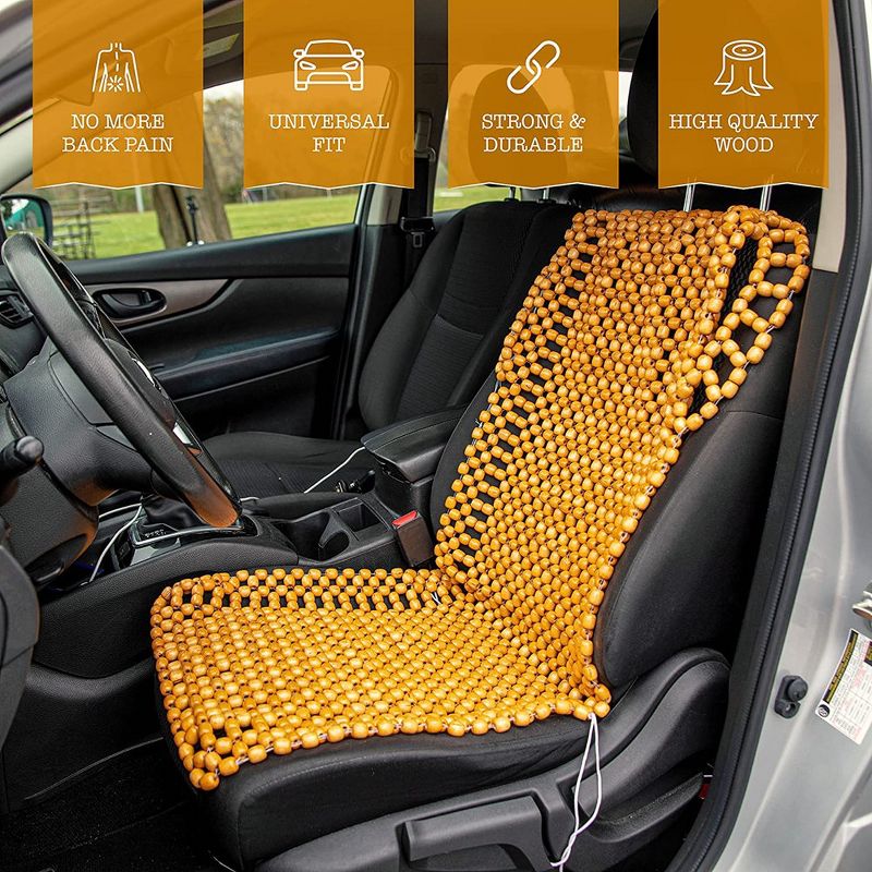 Zone Tech Royal Natural Wood Bead Seat Cover- Full Car Massage Cool Premium Comfort Cushion - Reduces Fatigue The Car, Truck or Your Office Chair, 3 of 8