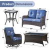 Gymojoy 5 Piece Outdoor Wicker Loveseat Sofa with Patio Swivel Glider Chairs with Coffee Table and Side Table - 3 of 4
