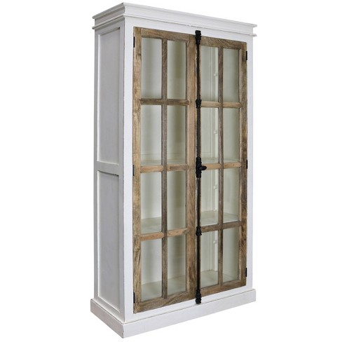 Tucker Curio Cabinet White Natural, Glass Front China Cabinet White