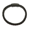 Black Bow Jewelry 12mm Black Plated Stainless Steel Two Tone Leather Bracelet, 8.25 Inch - 2 of 4