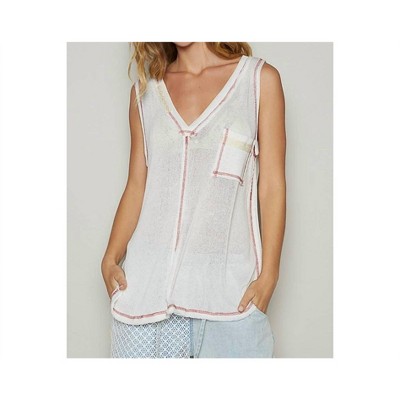 Women's Wo's Front Pocket Solid Knit Tank Top - POL