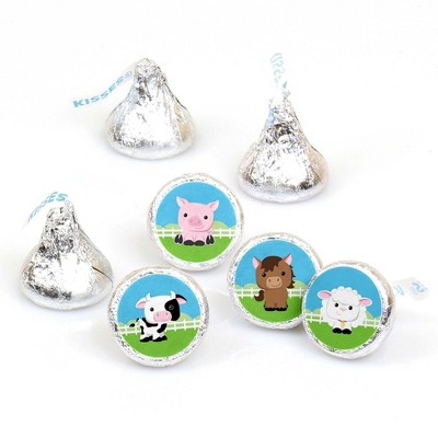Big Dot of Happiness Farm Animals - Baby Shower or Birthday Party Round Candy Sticker Favors - Labels Fits Chocolate Candy (1 sheet of 108)