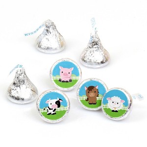 Big Dot of Happiness Farm Animals - Baby Shower or Birthday Party Round Candy Sticker Favors - Labels Fits Chocolate Candy (1 sheet of 108) - 1 of 4