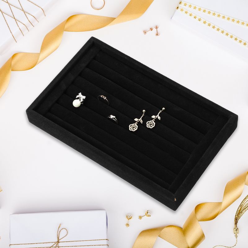 Unique Bargains Velvet 7 Slots Jewelry Trays Stackable Tray Box Showcase for Rings Earrings Studs 1 Pc, 2 of 7