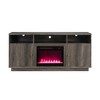70" Particle Board Fireplace TV Stand Console with Heater, LED Lights, Cabinets, and Shelves for Living Room and Bedroom - 4 of 4
