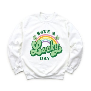 Simply Sage Market Women's Graphic Sweatshirt Lucky Day Rainbow - 1 of 4