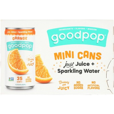 GoodPop Orange Juice & Bubbly Water Mini Cans - Case of 4 - 6pk/ 7.5 fl oz