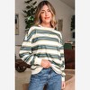 Amaryllis Women’s Striped Pullover Crewneck Long Sleeve Relaxed Fit Casual Fall Sweatshirt - 4 of 4