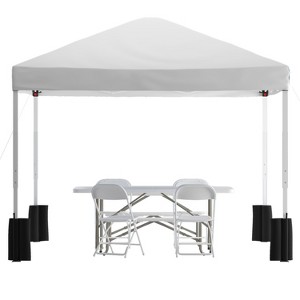 Emma and Oliver Outdoor Event/Tailgate Set with Pop Up Event Canopy with Wheeled Case, Bi-Fold Table and 4 Folding Chairs - 1 of 4