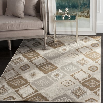 Beige Square Transitional Viscose Area Rug 79''