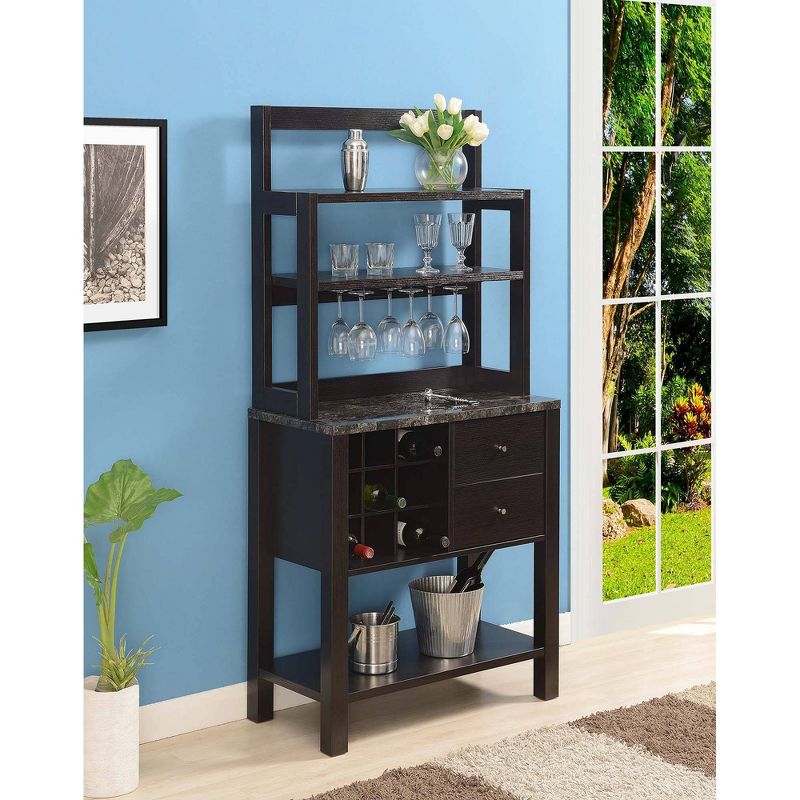 Newport 2 Drawer Serving Bar with Wine Rack and Shelves - Breighton Home, 3 of 6