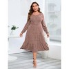 Clearlove Women's Fall Winter Dress Plus Size Round Neck Long Sleeve A Line Flowy Ribbed Knit Dresses - 2 of 4