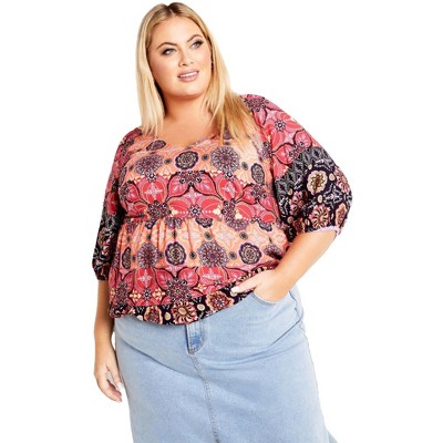 Avenue Women's Plus Size Alice Border Tunic