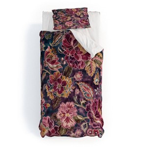 Deny Designs Megan Morris Exotic Plum Bohemian Floral Duvet Cover Bedding Set Purple - 1 of 4