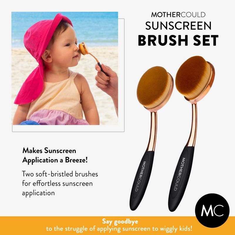 Mothercould Sunscreen Brush Set - Easy to Use Sunblock Applicator for Kids, Babies, Families, Adults, Parents, Child-Safe for Face and Body (2 Pack), 2 of 4
