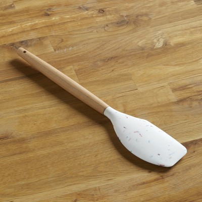 Lakeside Silicone Turner with Wooden Spoon - Cooking Utensil with Speckled Pattern