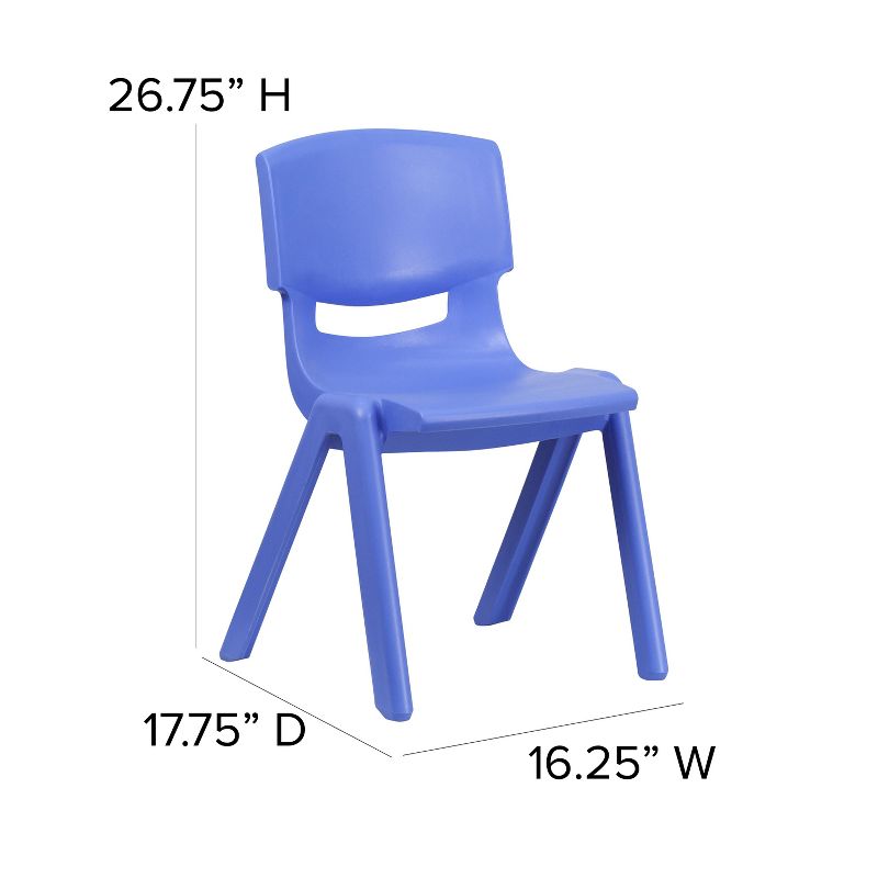 Flash Furniture 2 Pack Blue Plastic Stackable School Chair with 15.5" Seat Height, 4 of 11