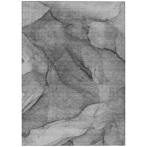 Gray Silver And Charcoal Abstract Washable Indoor Outdoor Area Rug - 1 of 4