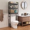 Over Toilet Storage Cabinet 3 Tier Shelf Stable Freestanding Black Bathroom Organizer with 3 Hooks 67 Inch H - 2 of 4