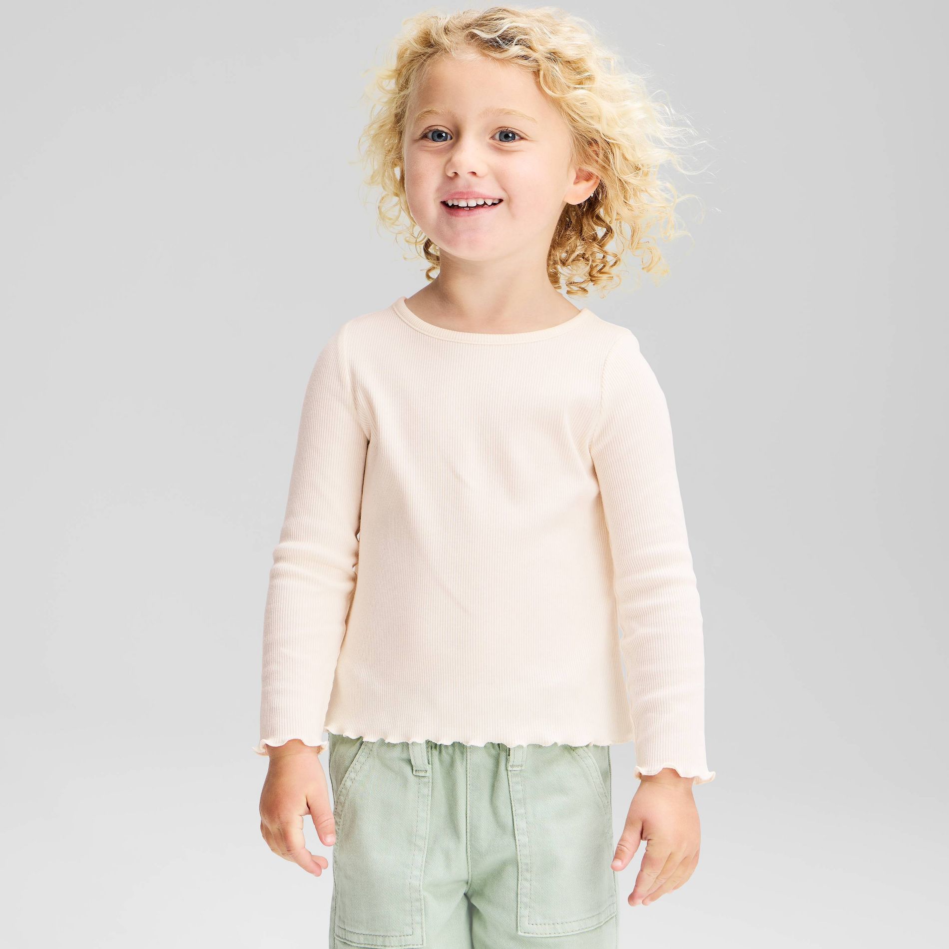 Toddler Girls' Solid Ribbed Long Sleeve T-Shirt - Cat & Jack™