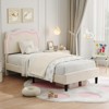 Homhougo Twin Size Platform Bed Frame, Velvet Upholstered Bed Frame with Bear-Shaped Headboard Beige - 4 of 4
