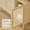ChicFurnit Utility Storage Cabinets 3 Doors Rattan Storage Cabinet Floor Cabinet Accent Cabinet for Home Living, Beige, 52"*18"*6" - 3 of 4