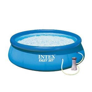 Intex 28131EH 12 Foot x 30 Inch Easy Set Above Ground Inflatable 4 Person Swimming Pool with 530 GPH Filter Pump for Children and Adults - 1 of 4