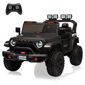 24V Ride On Car, 4WD 2 Seater Kids' Electric Vehicle Truck with Remote Control, Adjustable Footwell Ride On Truck, 3 Speeds, Led Lights, Bluetooth - 1 of 4