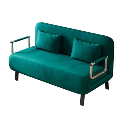 NicBex 3 Folding Sofa Beds Velvet Couch Convertible Chair to Bed with Adjustable Backrest and 2 Pillows