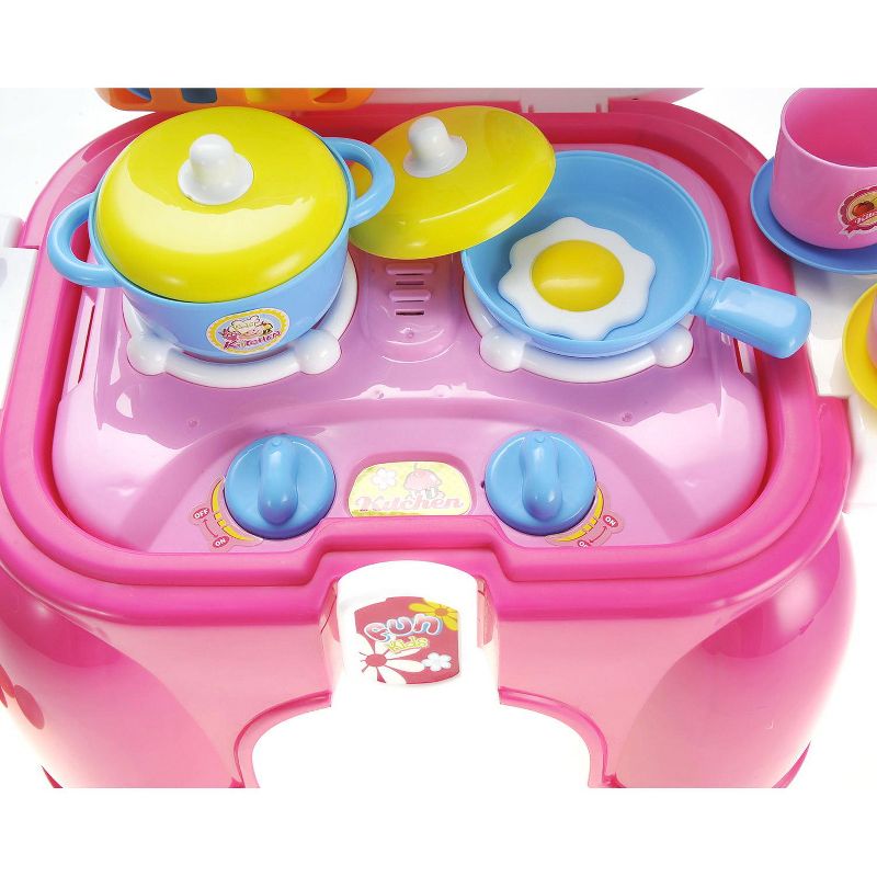 Link  Ready! Set! Cook! Portable Kids Kitchen Cooking Set Toy With Lights And Sounds, Folds Into Stepstool, 3 of 8