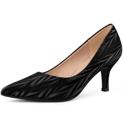 Perphy Women's Classic Wedding Pointed Toe Printed Slip-on Kitten Heel Pumps
