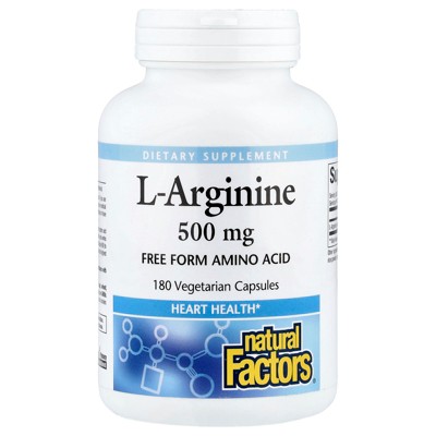 Natural Factors L-Arginine, 500 mg, 180 Vegetarian Capsules