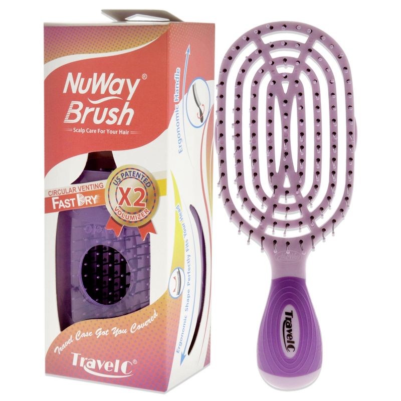 NuWay 4Hair Patented Curved and Vented TravelC - Purple - 1 Pc Hair Brush, 4 of 7