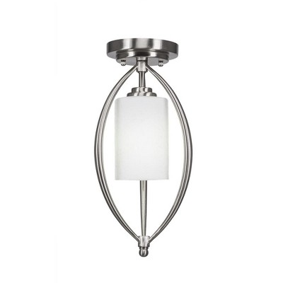 Toltec Lighting Marquise 1 - Light Flush Mount in  Brushed Nickel with 4" White Muslin Shade