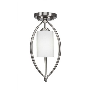Toltec Lighting Marquise 1 - Light Flush Mount in  Brushed Nickel with 4" White Muslin Shade - 1 of 1