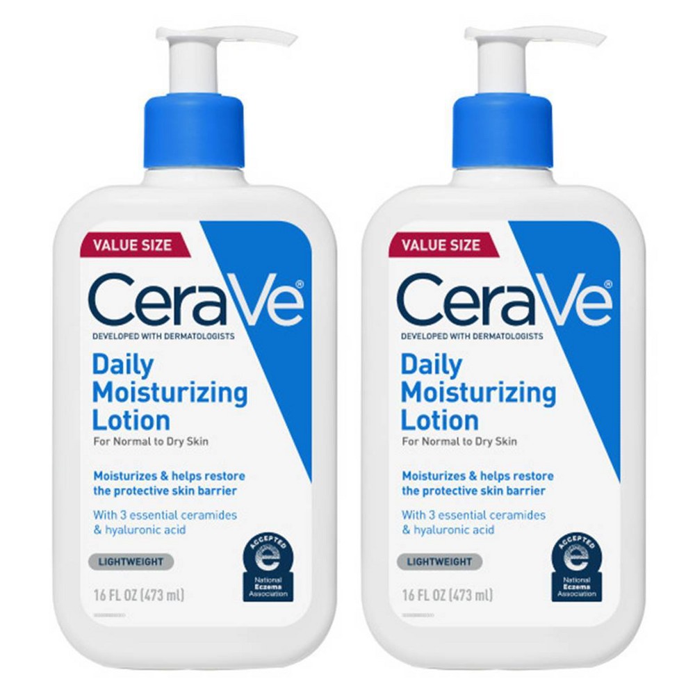 CeraVe Cerave 2 Pack/16oz Each Daily Moisturizing Face and Body Lotion for Normal to Dry Skin