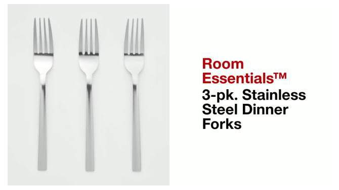 3pk Stainless Steel Dinner Forks - Room Essentials&#8482;, 2 of 6, play video