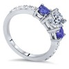 Pompeii3 3.25ct Cushion Diamond & Treated Blue Sapphire Engagement Ring 14k Enhanced - 3 of 4