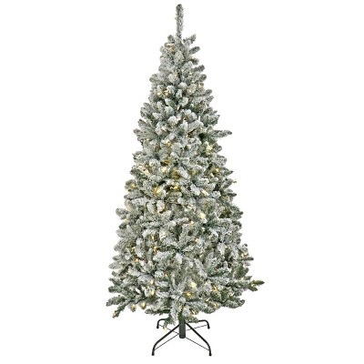 6.5' Prelit PowerConnect LED Slim Flocked Chatham Artificial Christmas Tree Dual Color Lights - National Tree Company