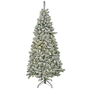 6.5' Prelit PowerConnect LED Slim Flocked Chatham Artificial Christmas Tree Dual Color Lights - National Tree Company - 1 of 4