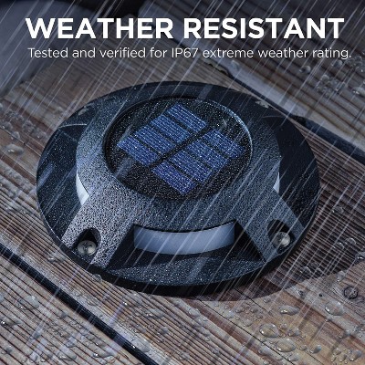 Black Solar Powered LED Deck Light Pack with Auto-On Sensor