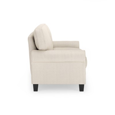 Copenhagen Cream Loveseat with Pillowed Back and Rounded Arms