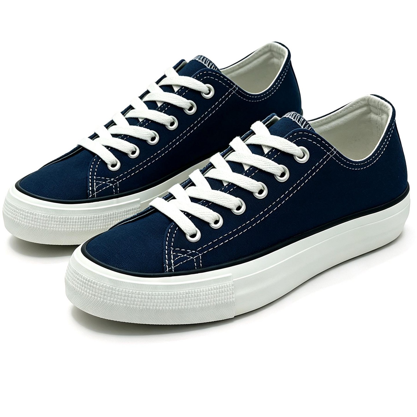 Мужские кроссовки Bangka Canvas Sneakers Classic Lace Up Fashion Casual Shoes, Navy, цвет: Тёмно-синий — фото 2