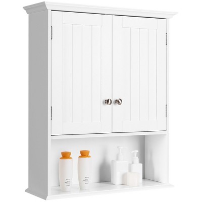 Costway Wall Mount Bathroom Cabinet Wooden Medicine Cabinet Storage  Organizer Espresso : Target