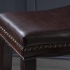 DSVIMOY Counter and Bar Stool Set of 4 Upholstered Saddle Stools with Nailhead Trim for Kitchen, Brown, 28.65"*21.75"*8.5" - 4 of 4